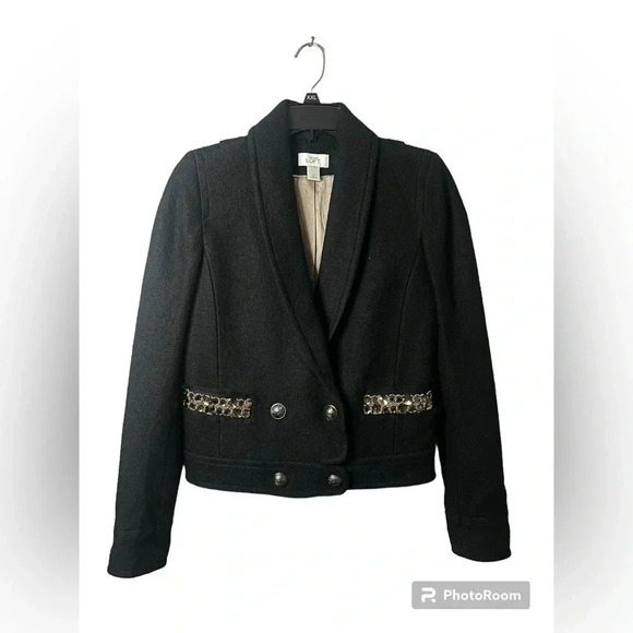 Loft wool blazer color black with Jewel accents size 2 woman’s - Picture 1 of 8